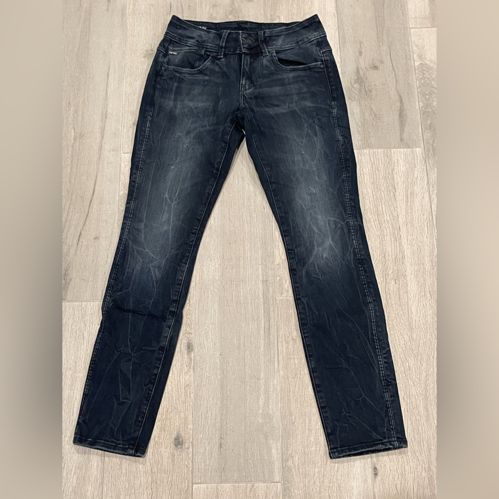 G-Star Dark Aged Blue Lynn Super Skinny Jeans Size 26W 28L
